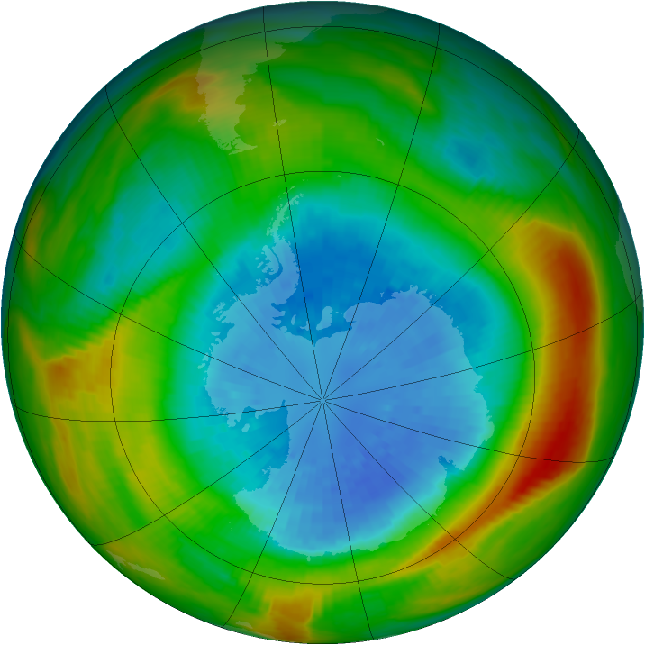 Antarctic ozone map for 17 September 1980